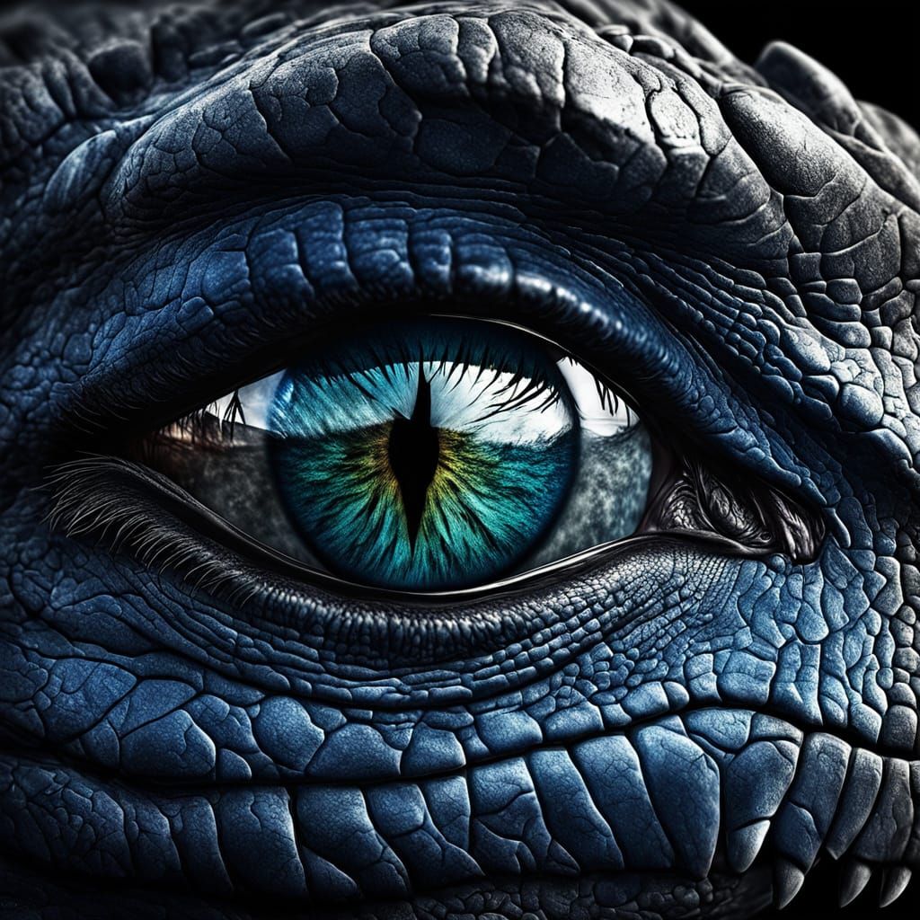 Menacing T-Rex Eye Reflects Prey: Hyper-Realistic Digital Ar...