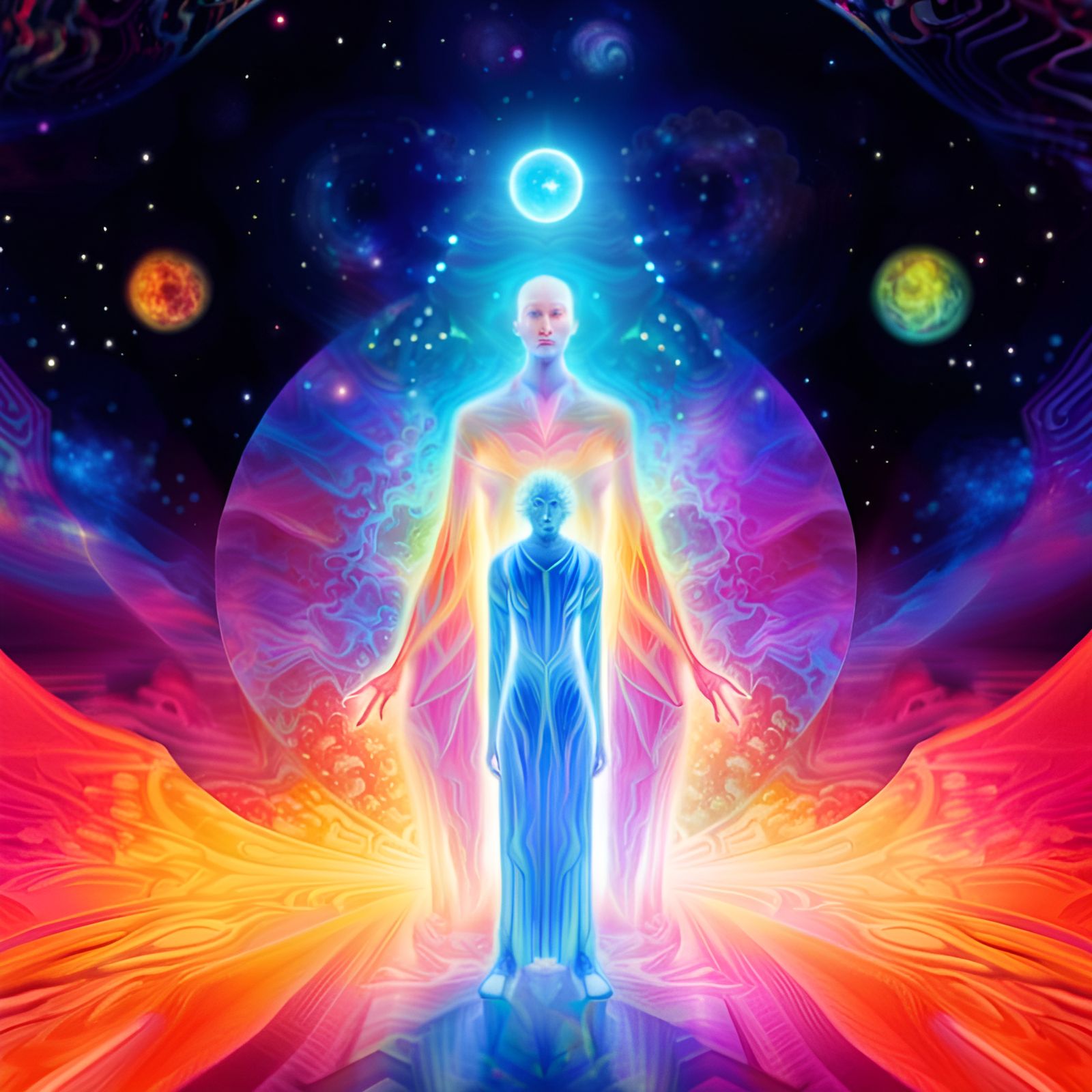 Cosmic Evolution: Holographic Astral Illustration