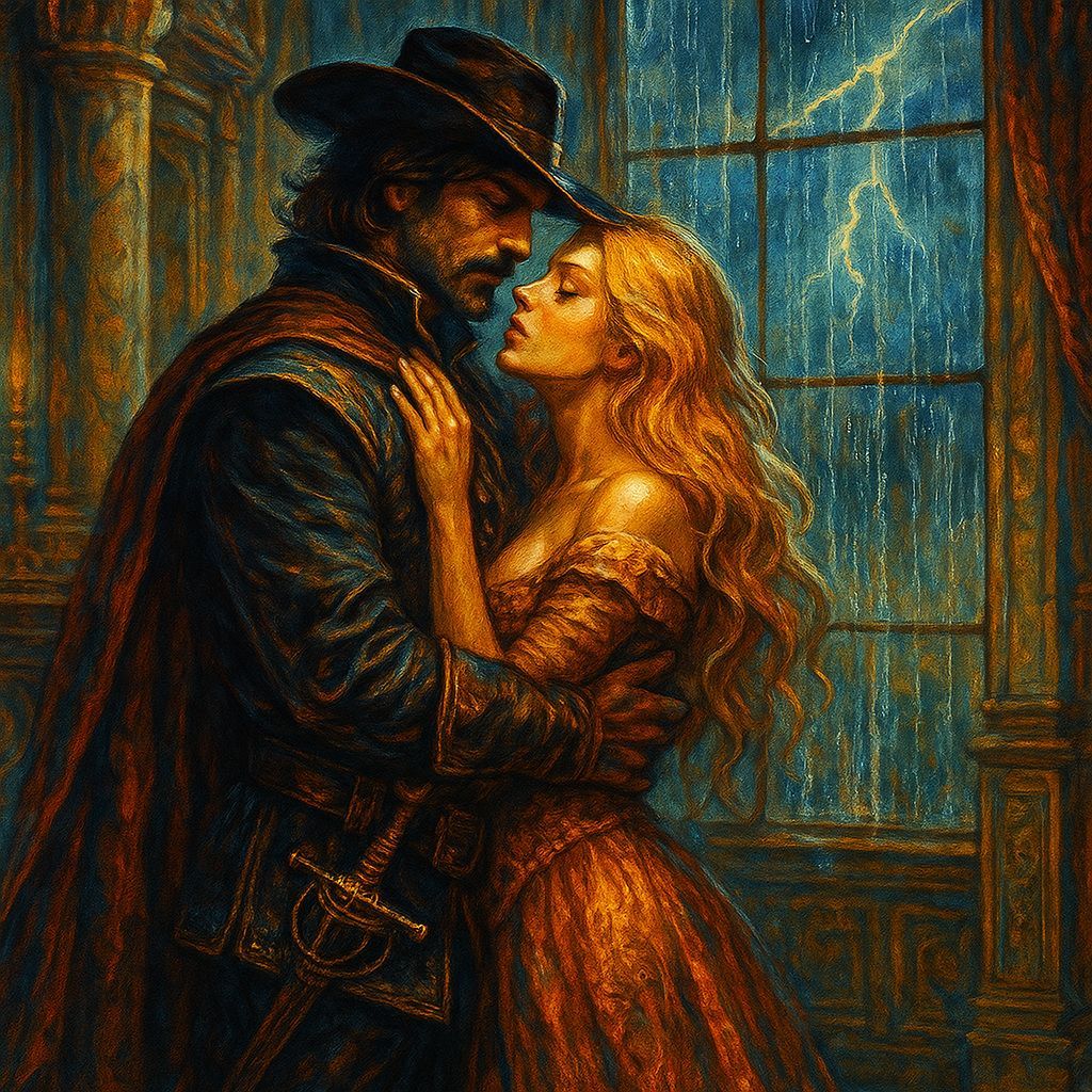 Athos and Milady Embrace During Summer Storm