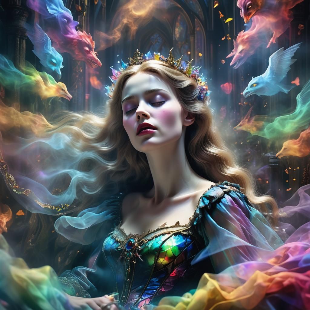 Sleeping Beauty's Nightmare: A Surreal Gothic Dreamscape