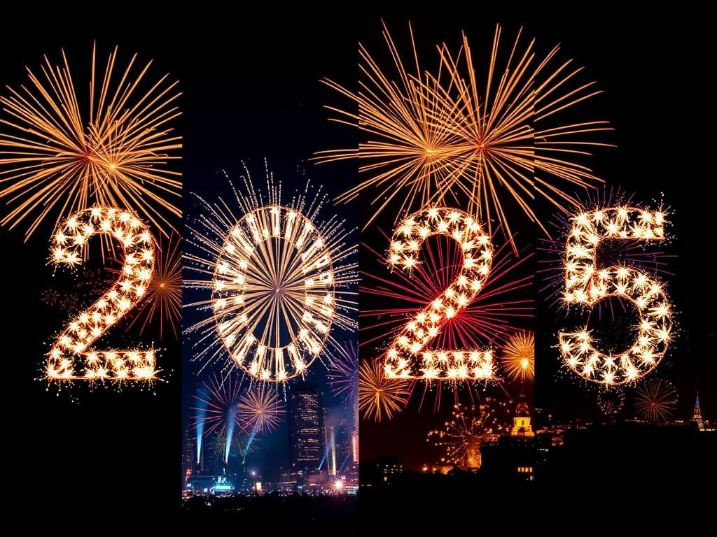 New Year's Celebrations from 2025 in a Vibrant Double Exposu...