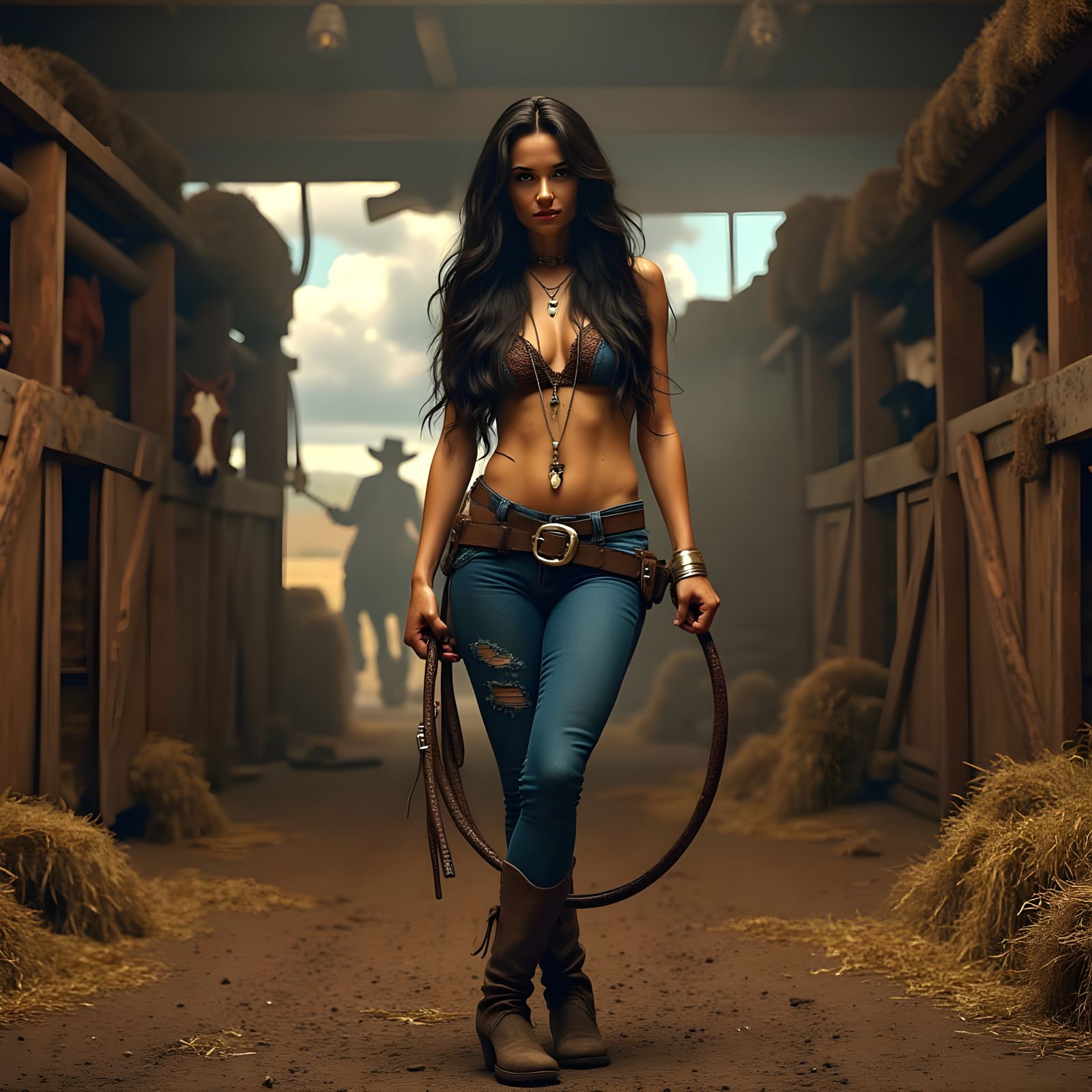 Vintage-Inspired Cowgirl in a Thunderstorm