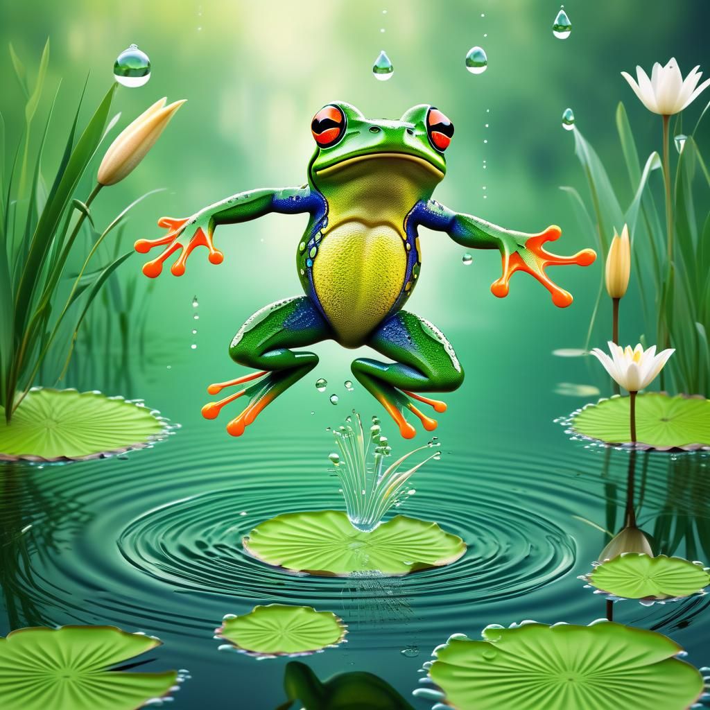“Frog in Mid-Leap”
