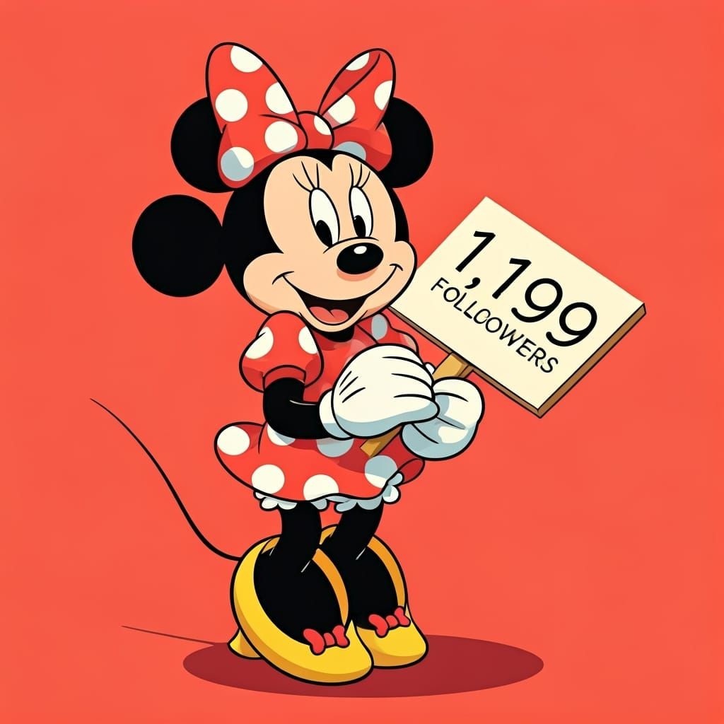 Minnie Mouse Celebrates Followers in Whimsical Illustration