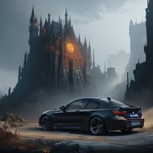 Detailed Matte Painting of a BMW in Deep Color