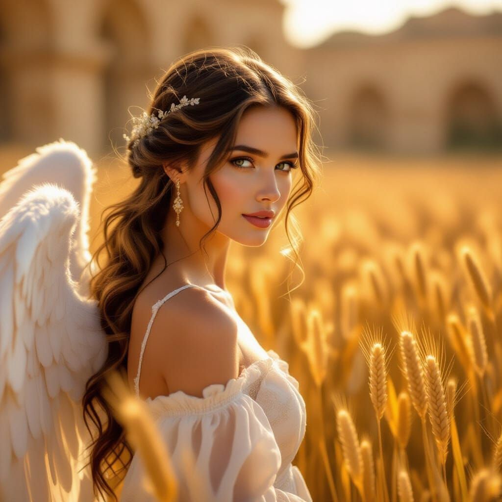 Innocent Angel in Golden Light
