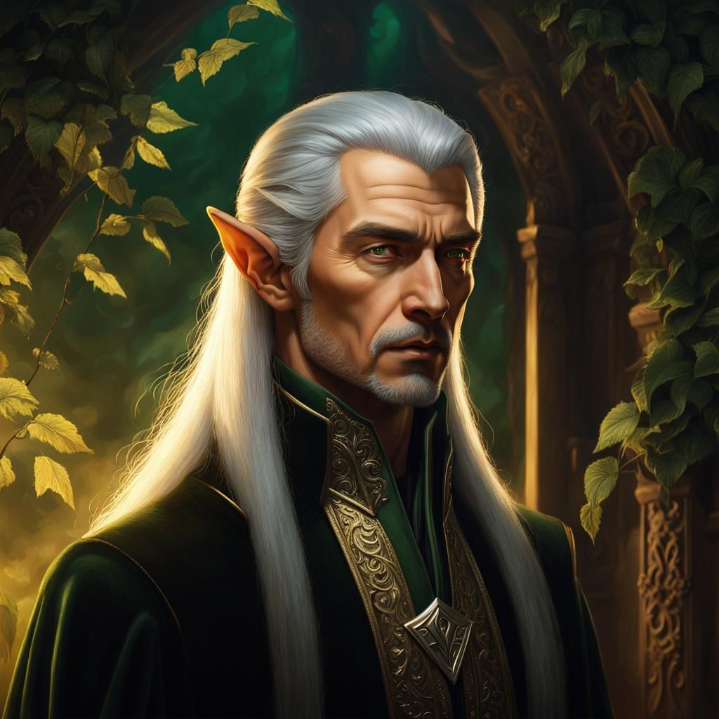 Elven Portrait in Detailed Matte Painting Style