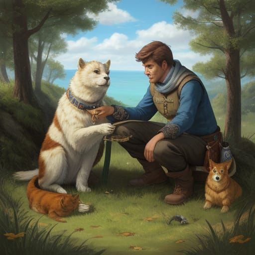 Human Character with Animal Companion