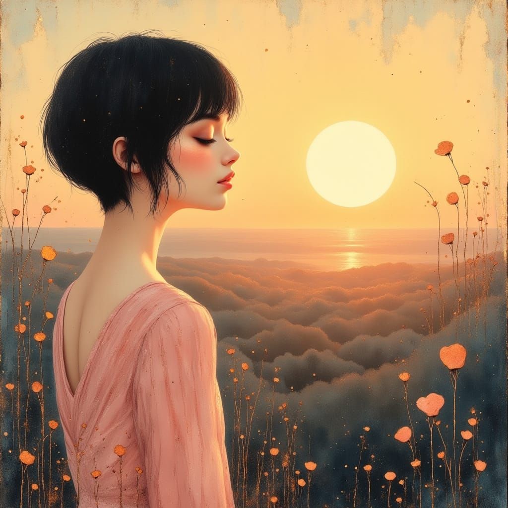 Ethereal Portrait of a Young Lady at Sunrise