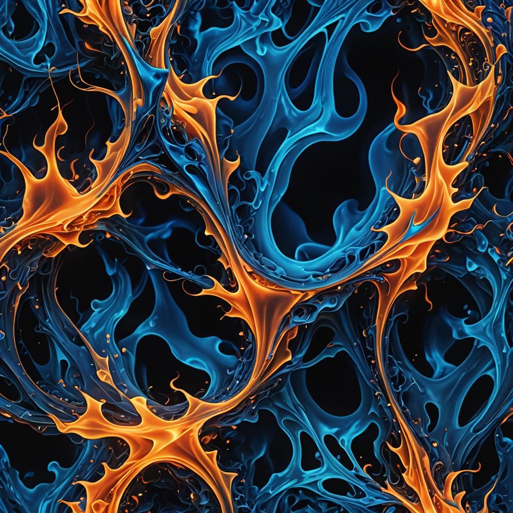 Surreal Blue Flames Swirling in a Void