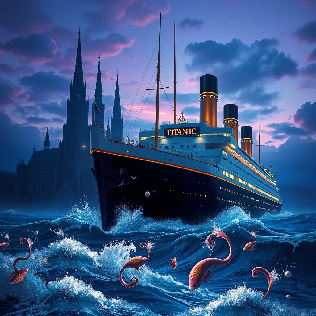 Titanic Sails a Celestial Dreamscape in Digital Art