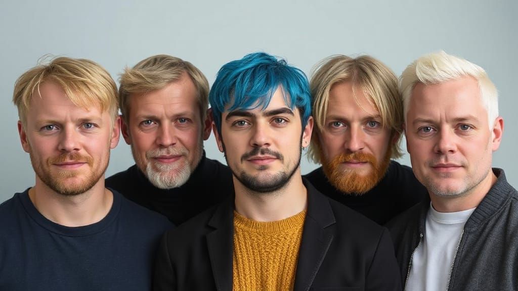 Five Scandinavian Men with Vibrant Hair Colors