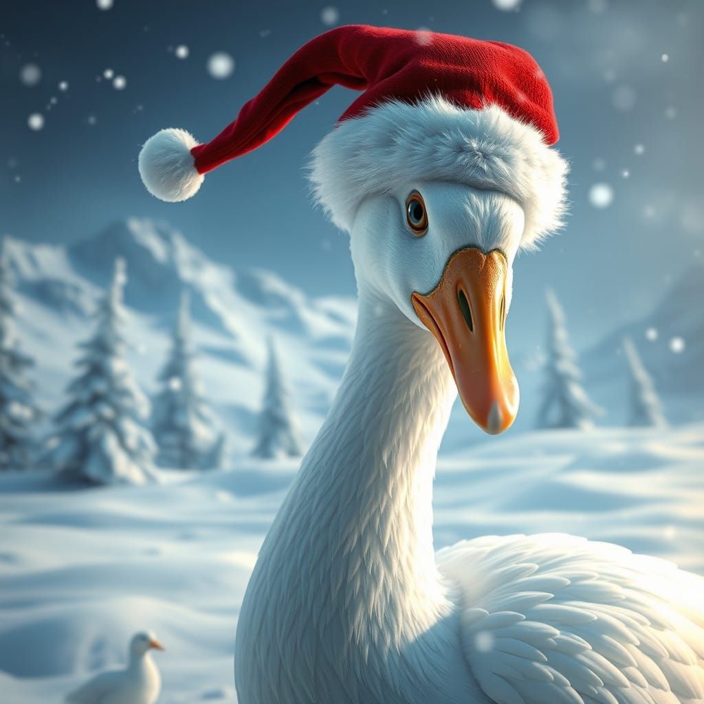 Majestic Christmas Goose in Winter Wonderland Scene