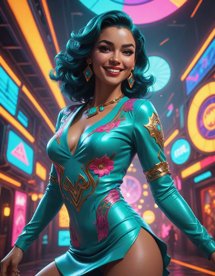 Pin-Up Disco Pop Art in Vibrant Colors