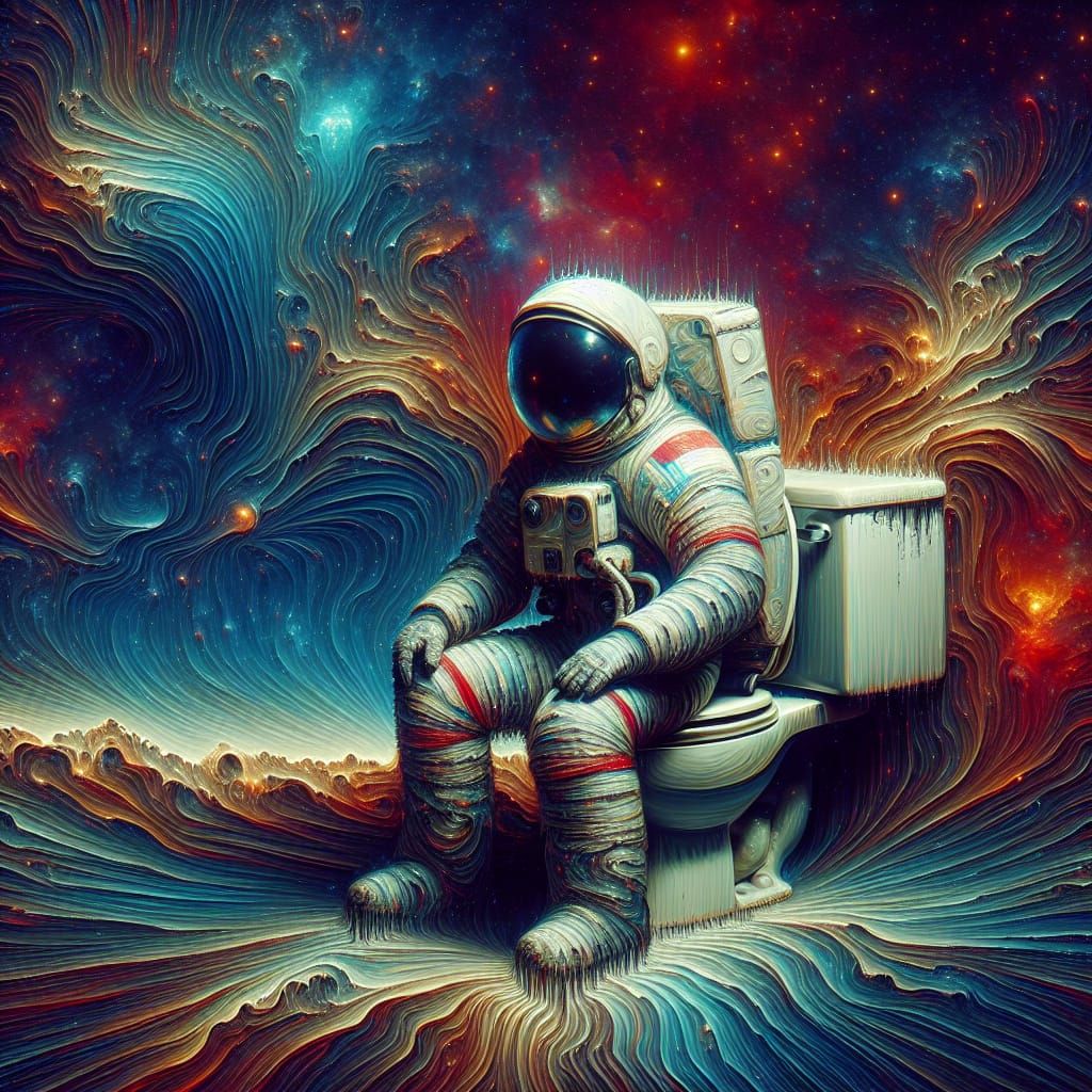 "astronaut in space" on a toilet
