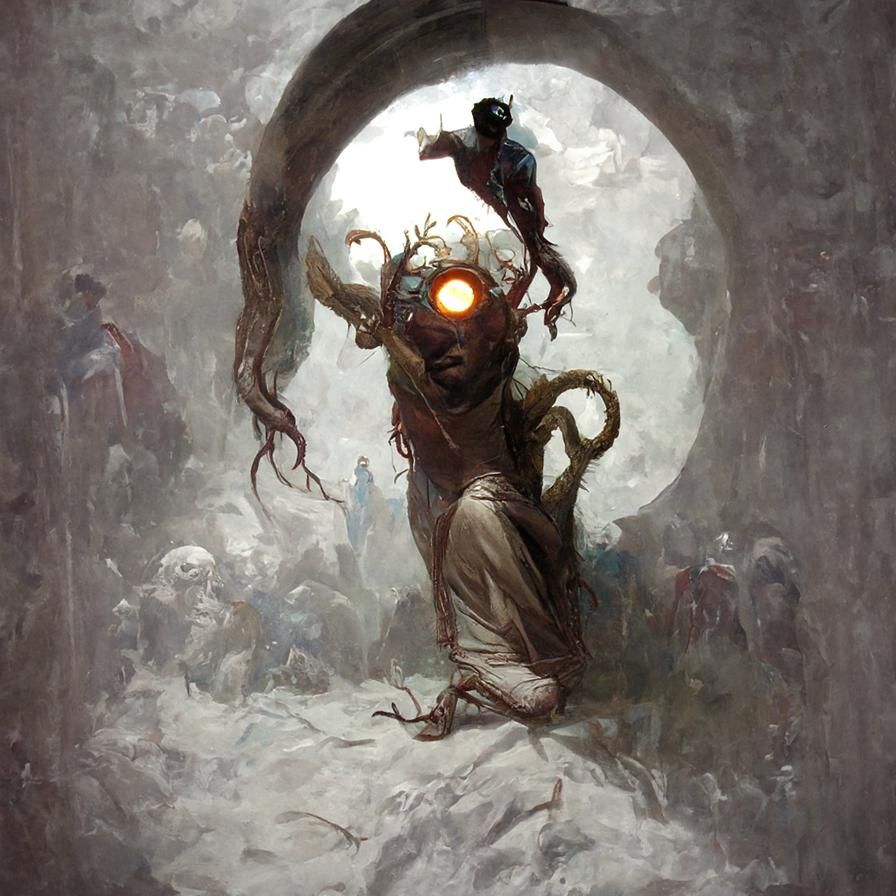 Glowing Gorgon Portrait in Dark Fantasy Style