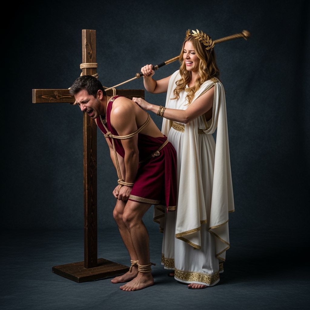 Empress Messalina Whipping Servant in Dungeon Photo