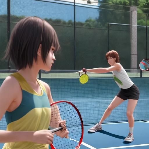 Pickleball Players Compete: Studio Ghibli Anime Visual