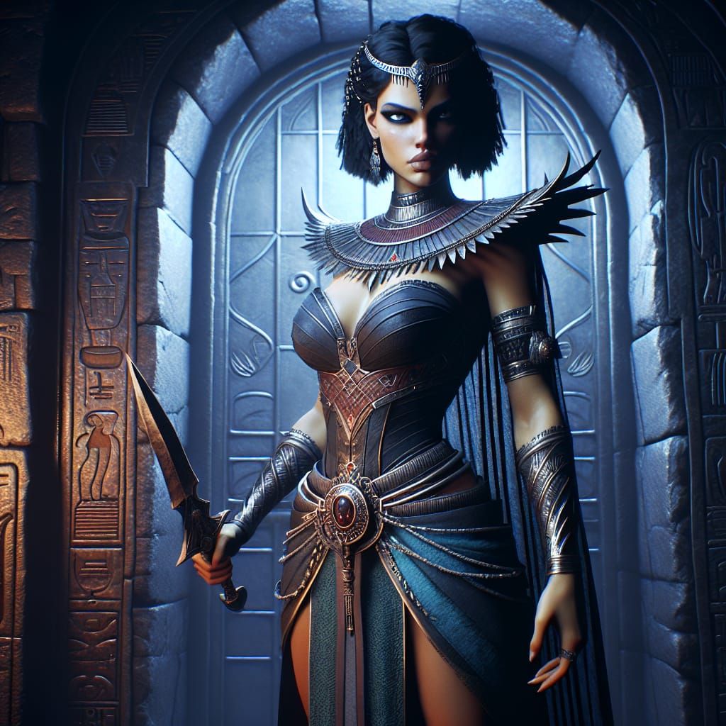 Epic Goddess of the Underworld in Ancient Egyptian Splendor