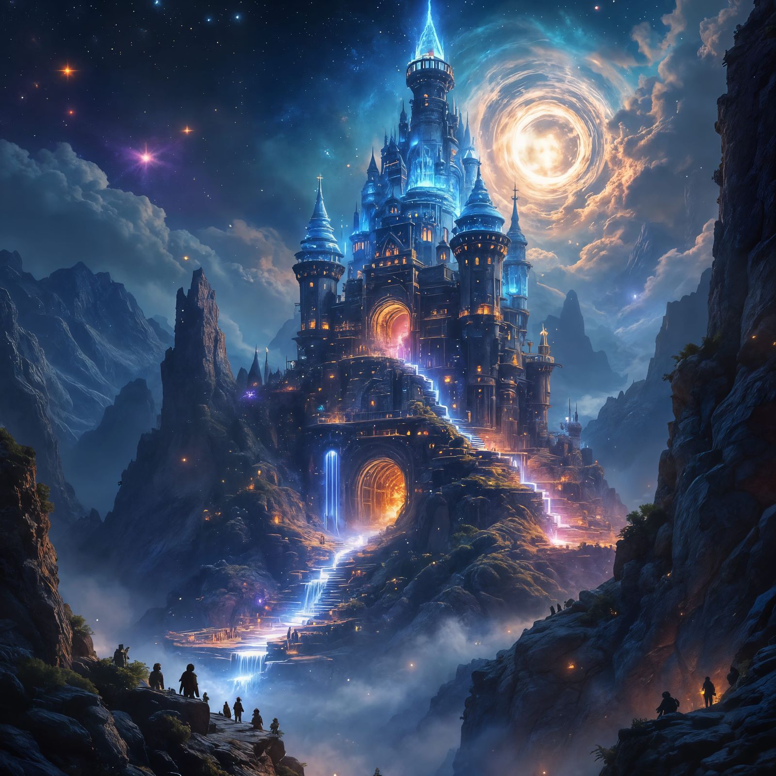 Mountain Sized Steampunk Castle in Astral Style