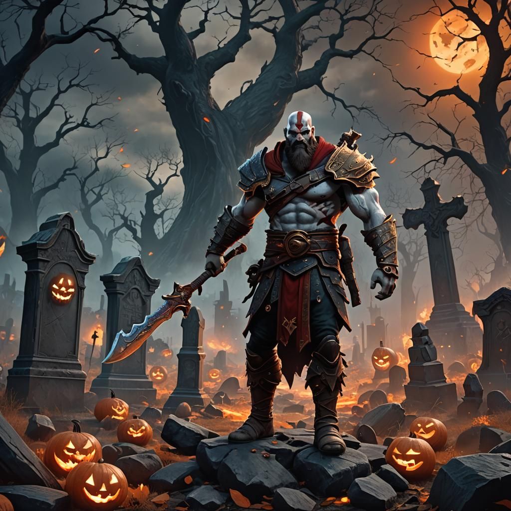 Graveyard Warrior in Dark Gothic Fantasy Style