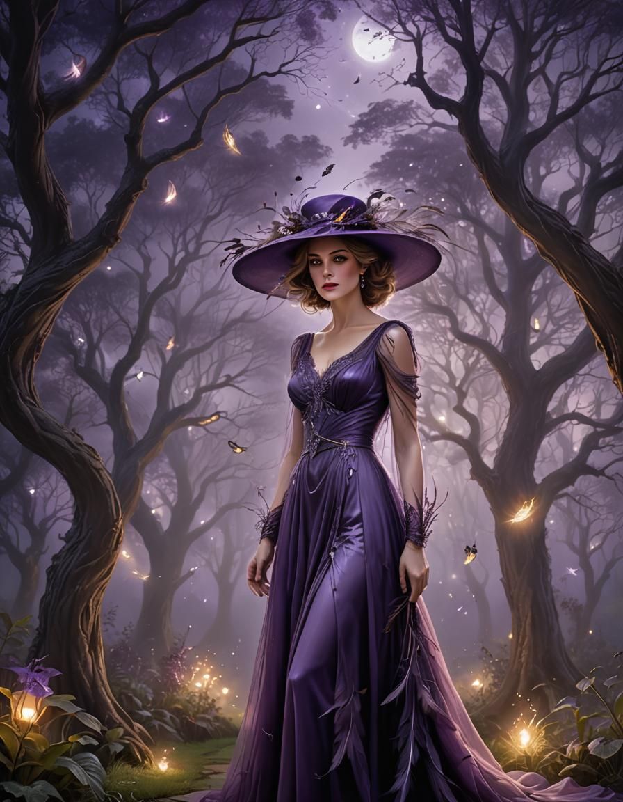 Diana Spencer in Moonlit Garden, Fantasy Realism Style