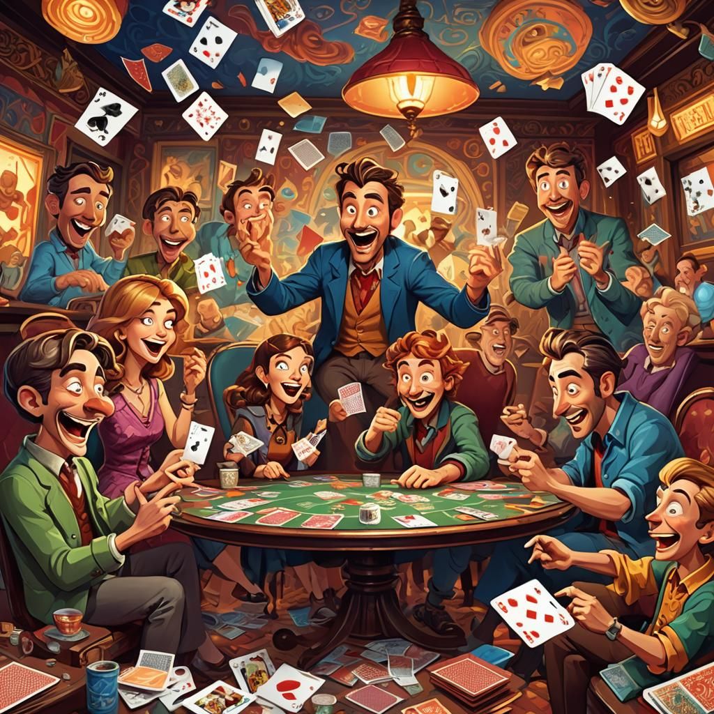 Animated Card Game Illustration in Cartoon Style