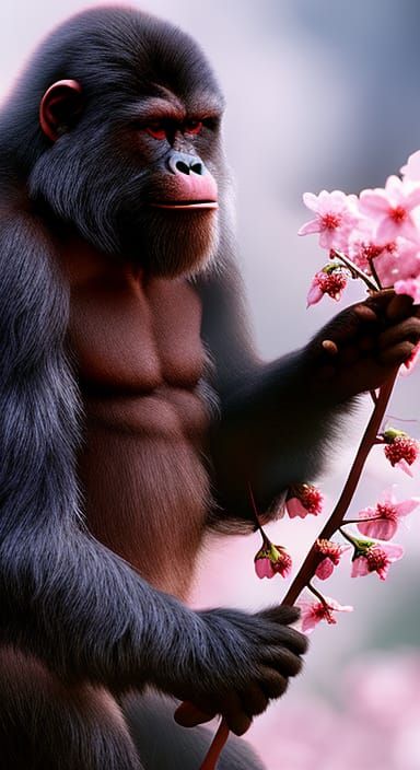 Gorilla and Cherry Blossom