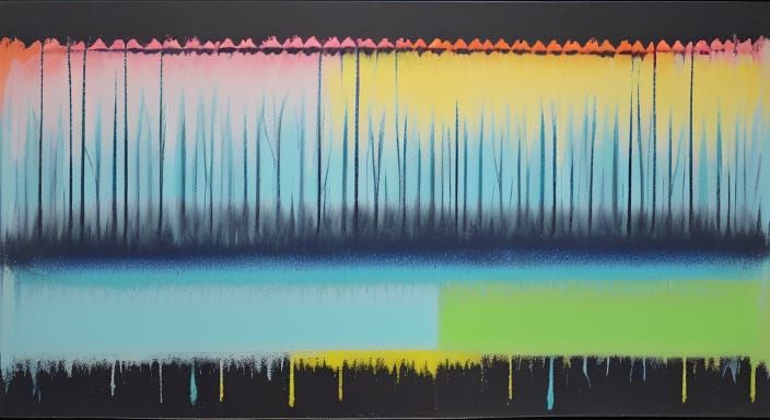 Vibrant Colorfield Painting with Horizontal Stripes