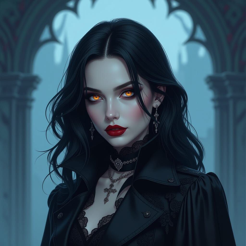 Melancholic Emo Vampire in Gothic Mystical Style