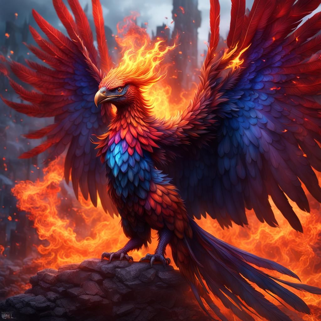 Fiery Phoenix: Detailed Matte Painting