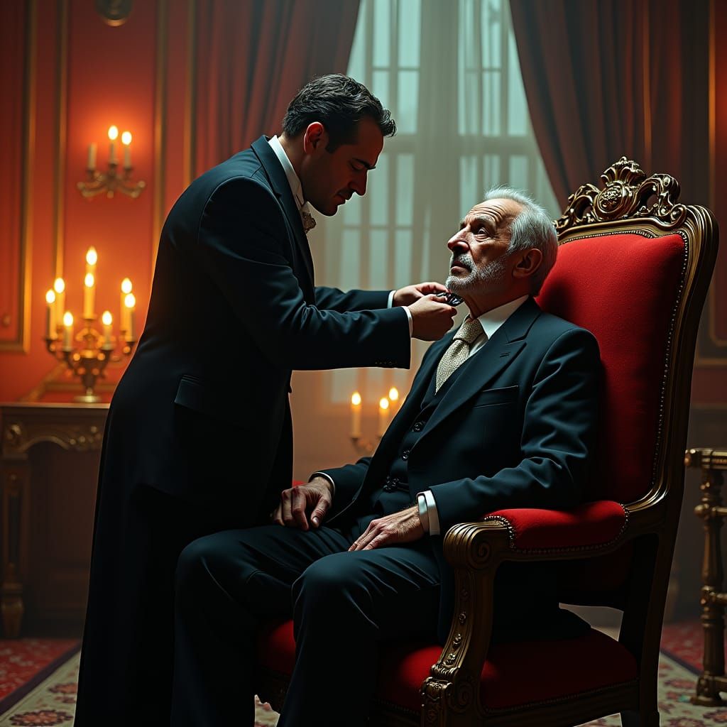 Woyzeck Shaves Hauptmann in Baroque Victorian Setting