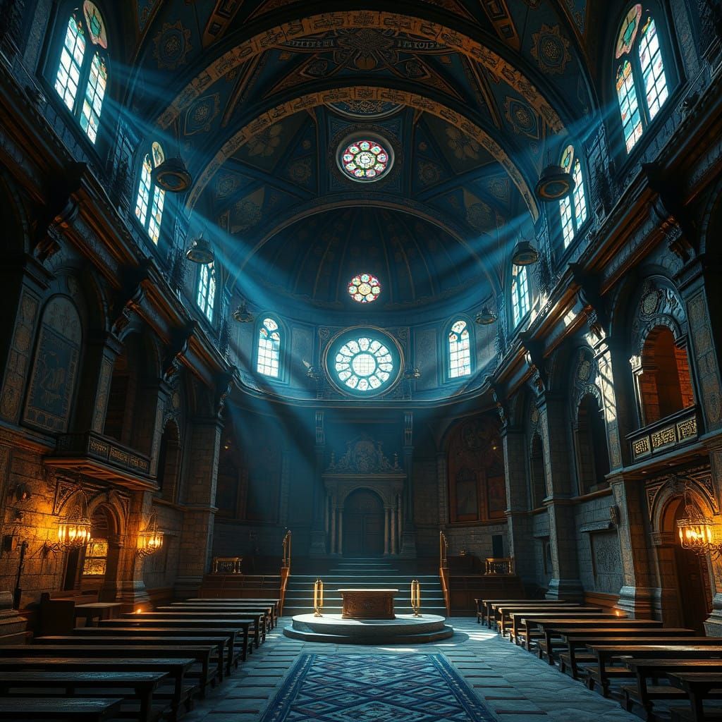 Ancient Synagogue in Mystic Baroque Style