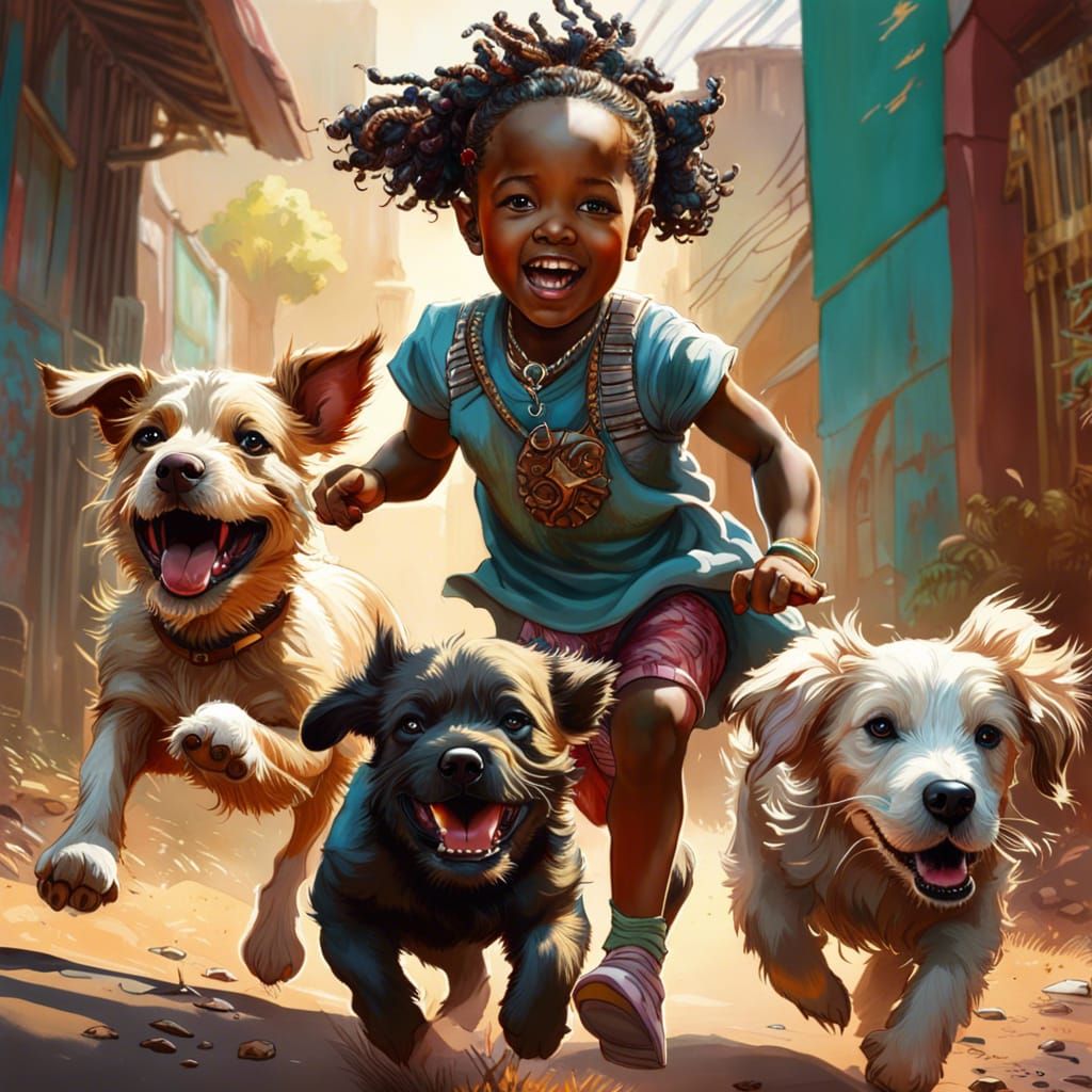 Joyful African Children Playing: 3D Digital Art