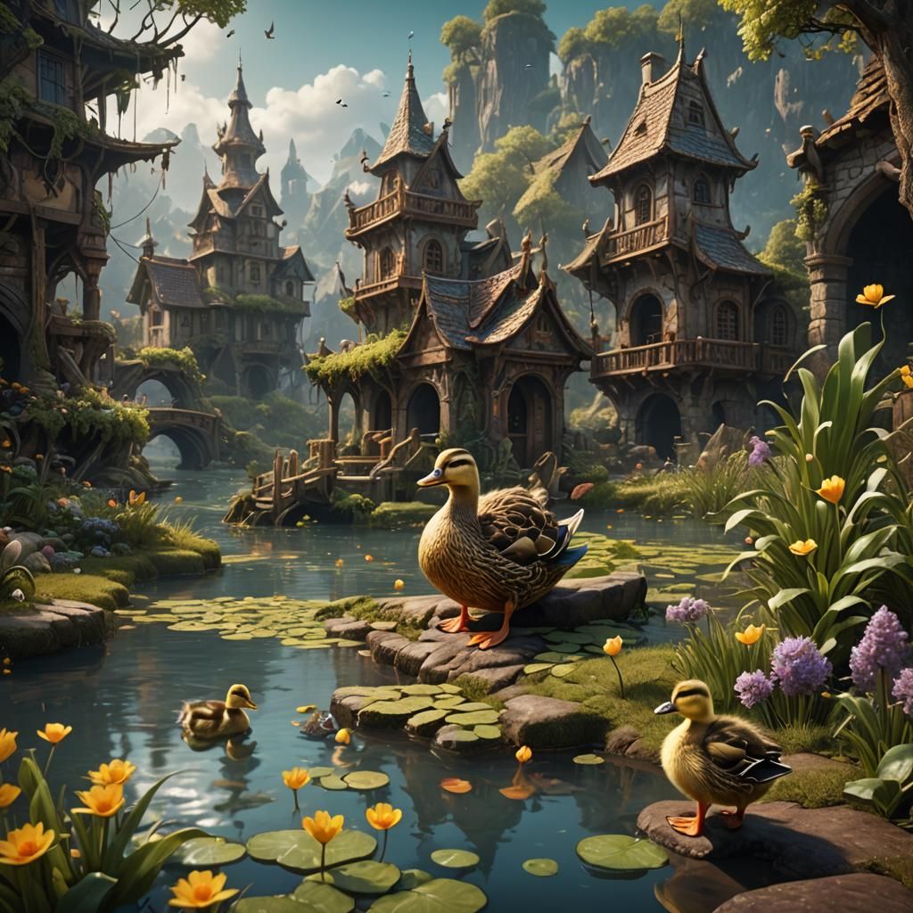 Fantastical Duckling in Detailed Matte Painting