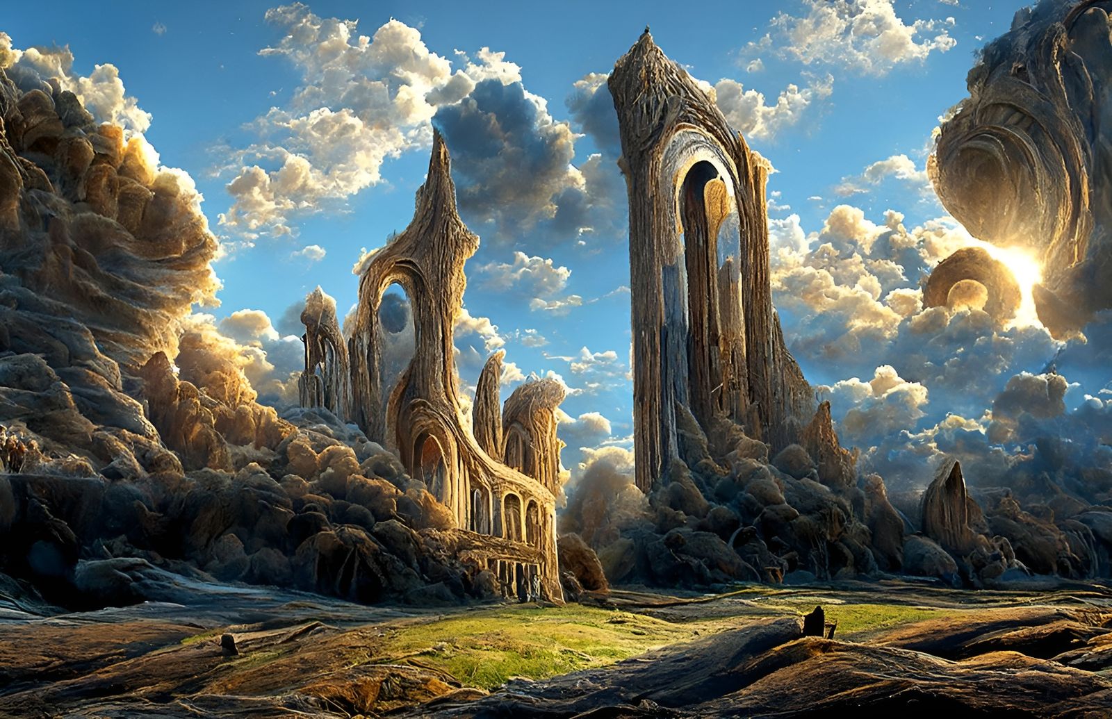 Surreal Sunrise Landscape in Detailed Digital Illustration
