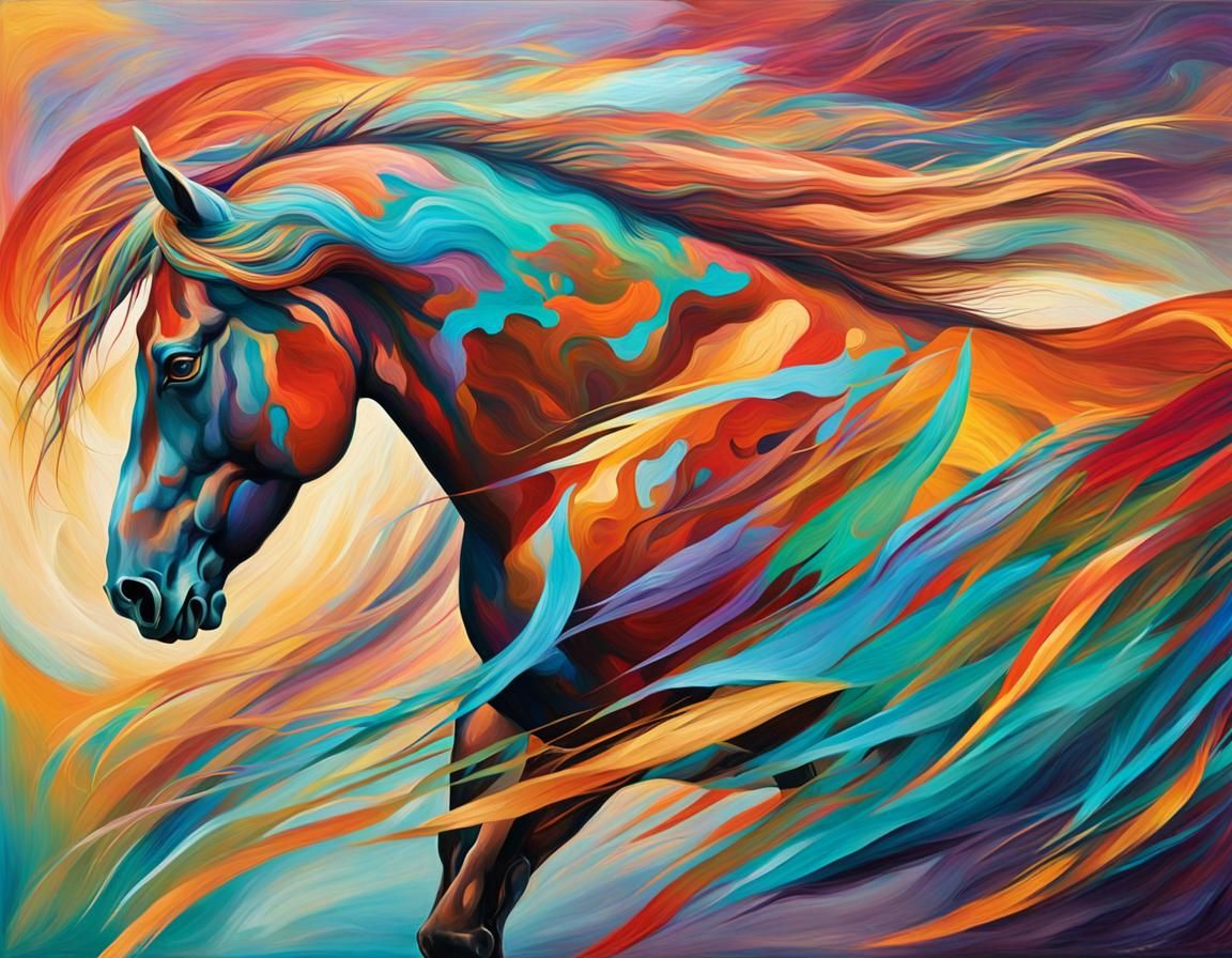 Majestic Horse in Abstract Expressionism Style