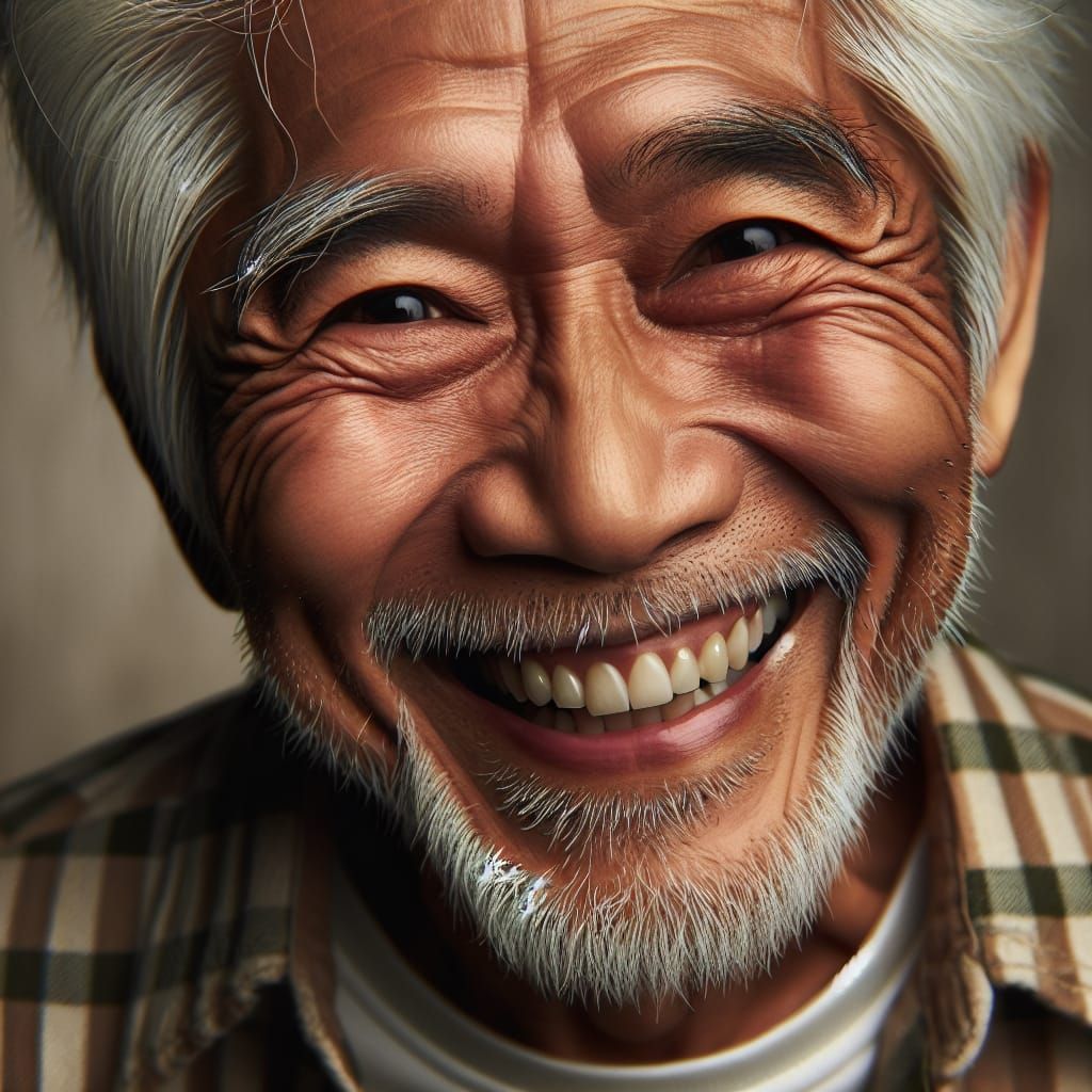 Joyful Elder South-Asian Man Grinning