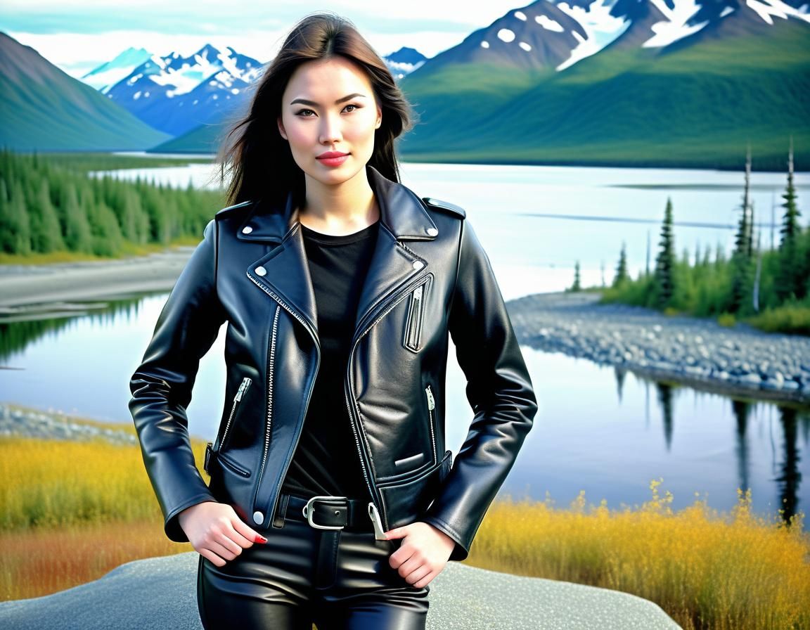 Alaskan Woman in Leather Outfit Portrait