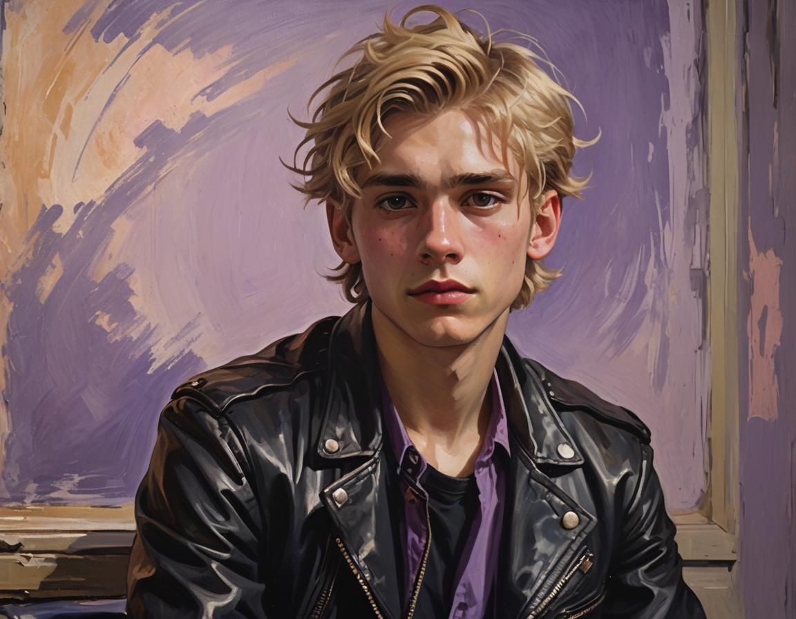 Teenage Boy Portrait in Art Nouveau Style