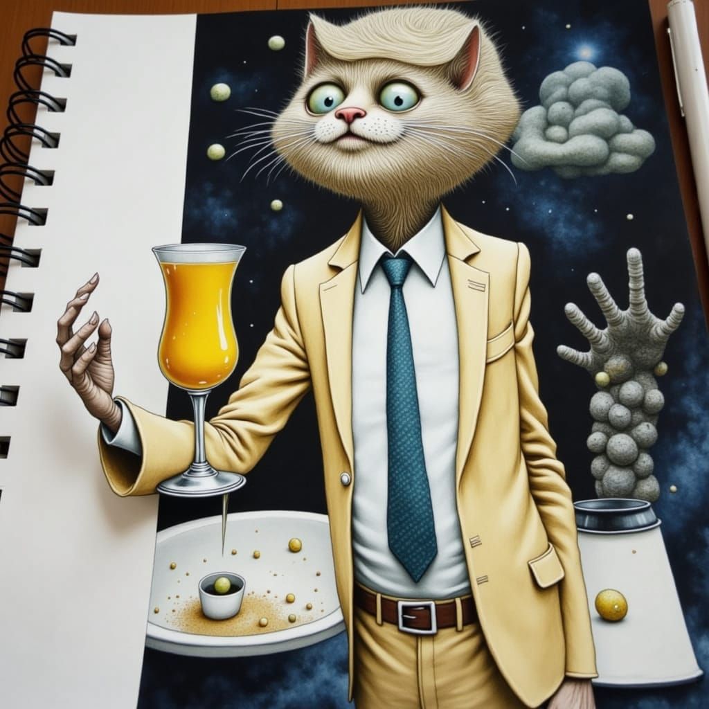 Rotund Cheshire Cat Donald Trump as Van Gogh Painting