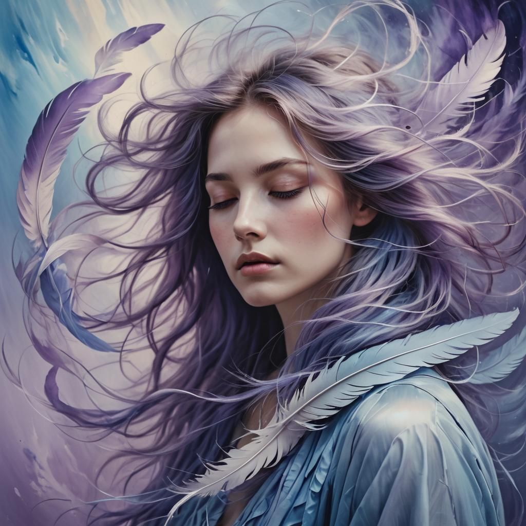 Dreamlike Surrealist Portrait of Wind Personified