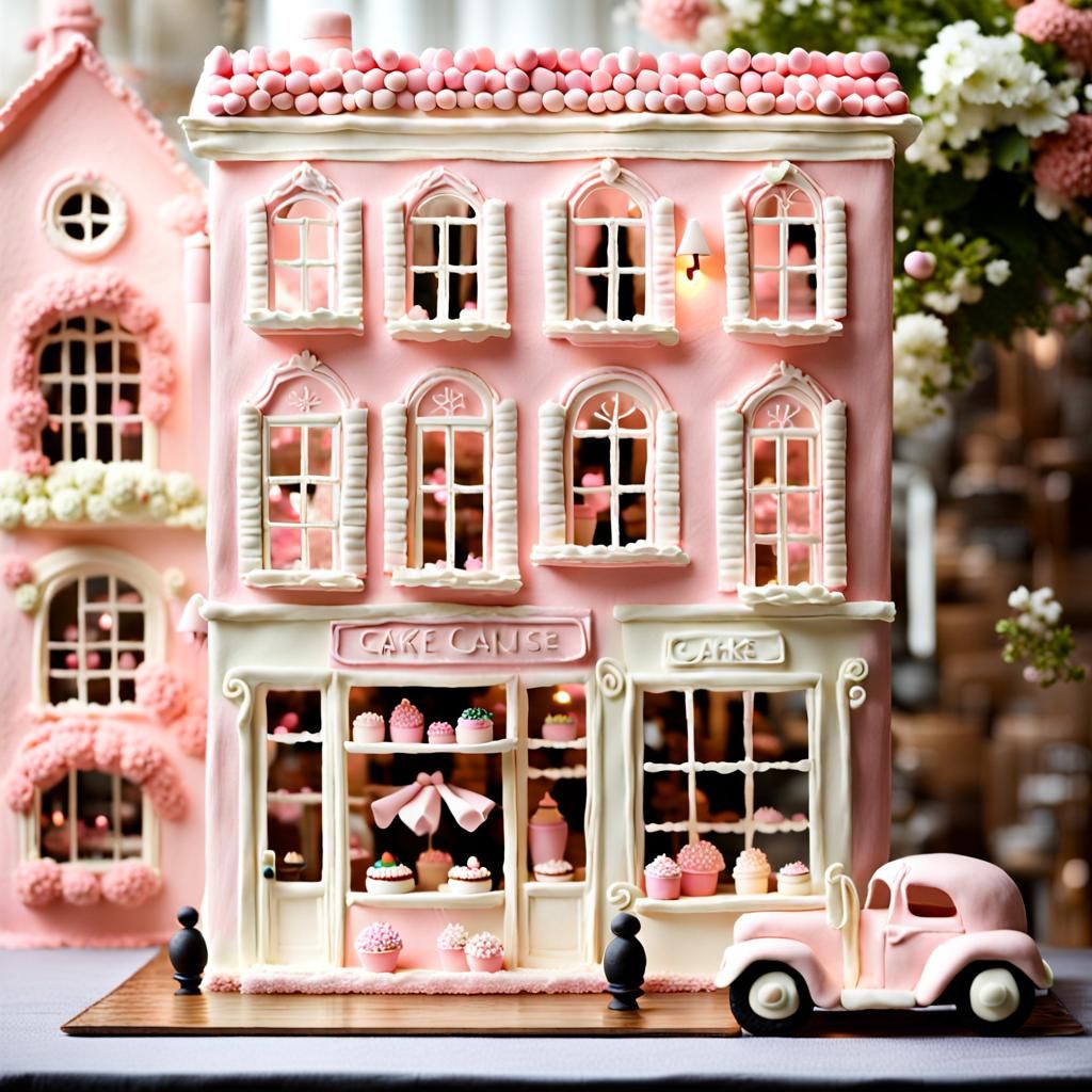 Charming Cake House in Pretty Pink Town