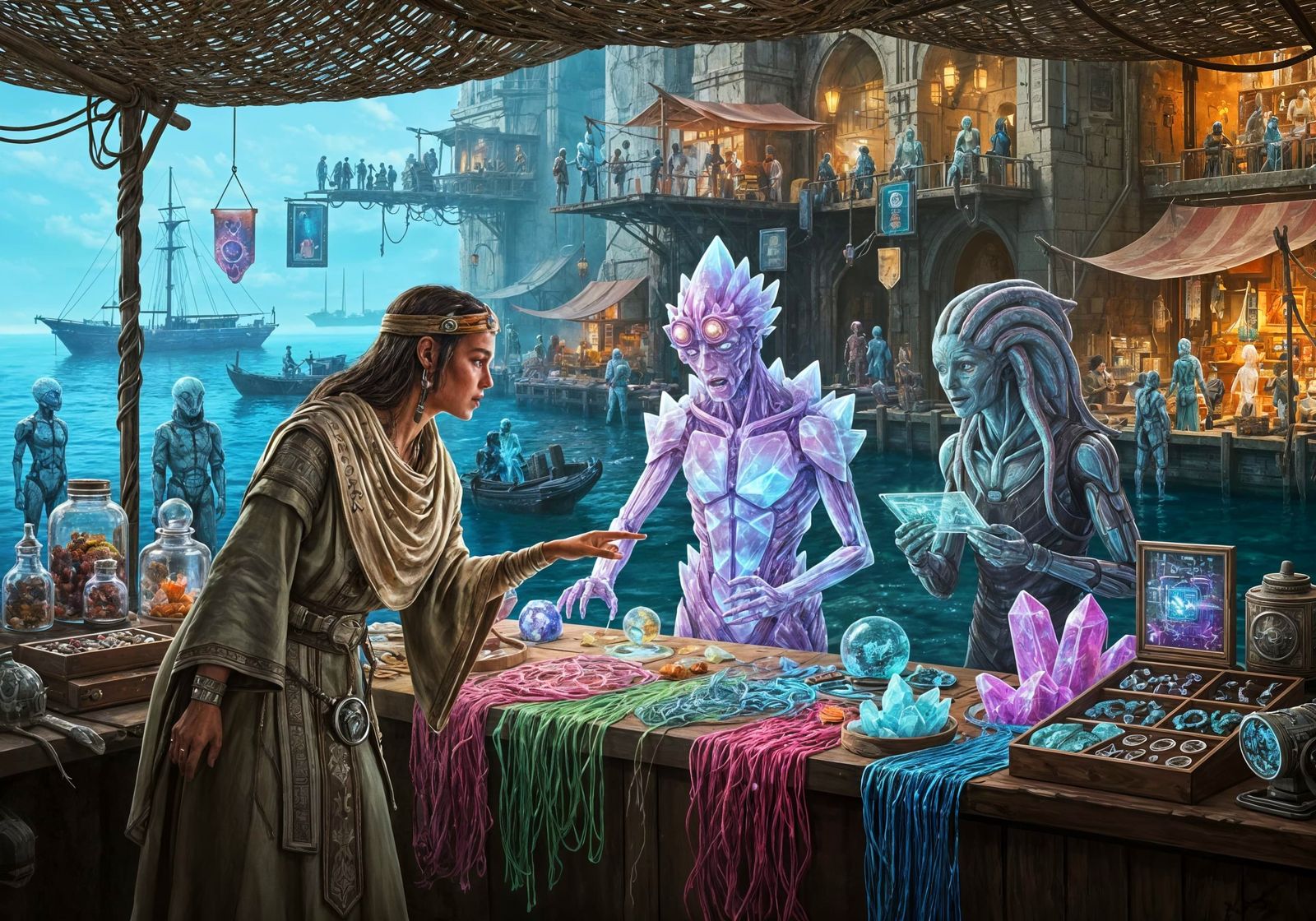 Alien Marketplace: Hyperrealistic Scene Inspired by Craig Mu...