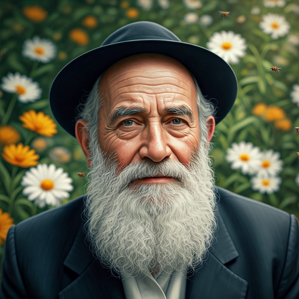 Photorealistic Portrait of Elderly Hasidic Man