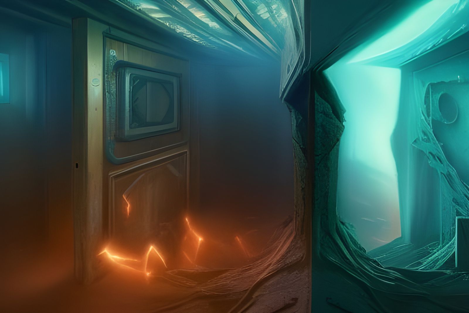 Surreal Worlds Intersect in Vibrant Mixed Media