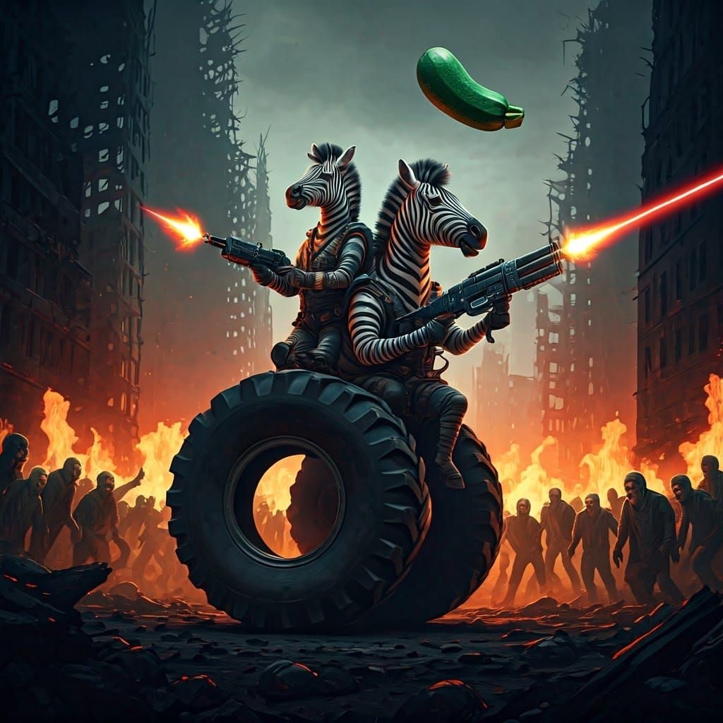 Zebra and Zorse Zombie Apocalypse Art