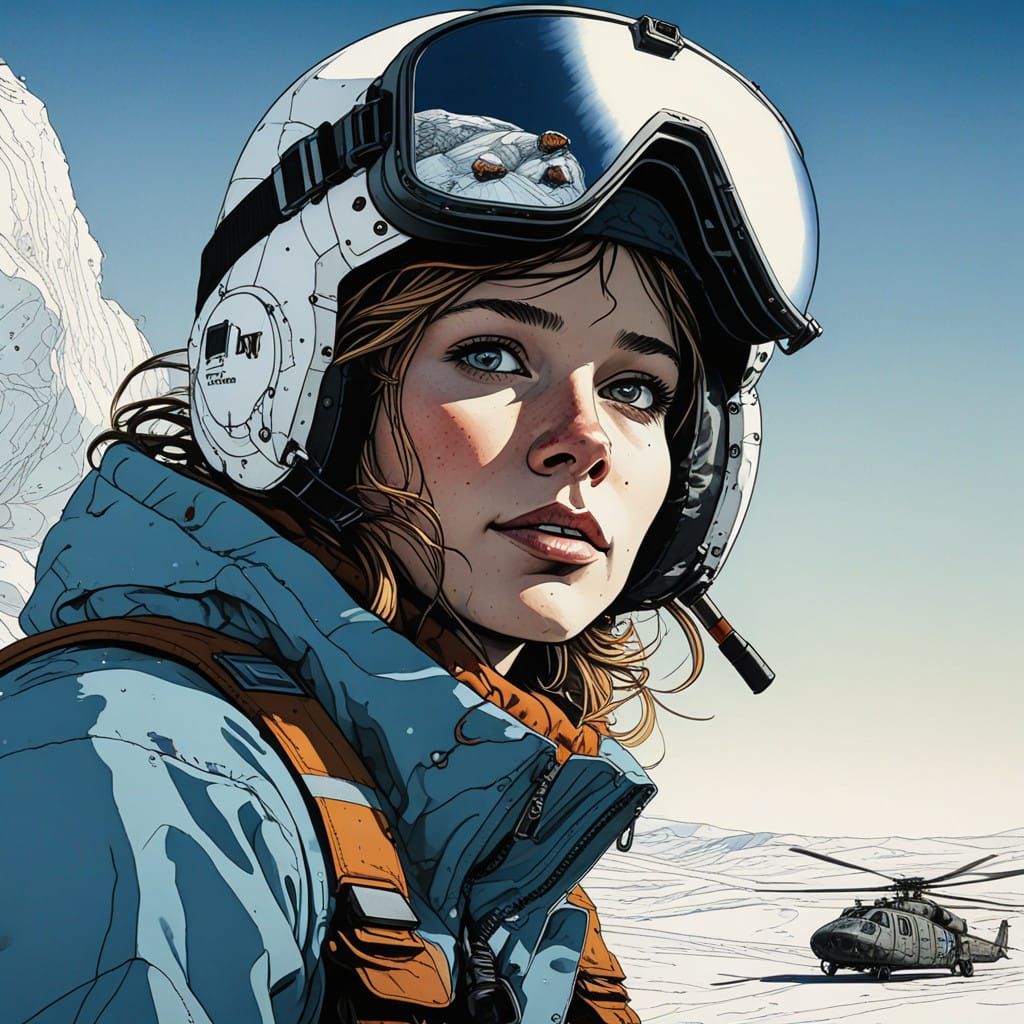 Ethereal Arctic Explorer in Pen and Ink