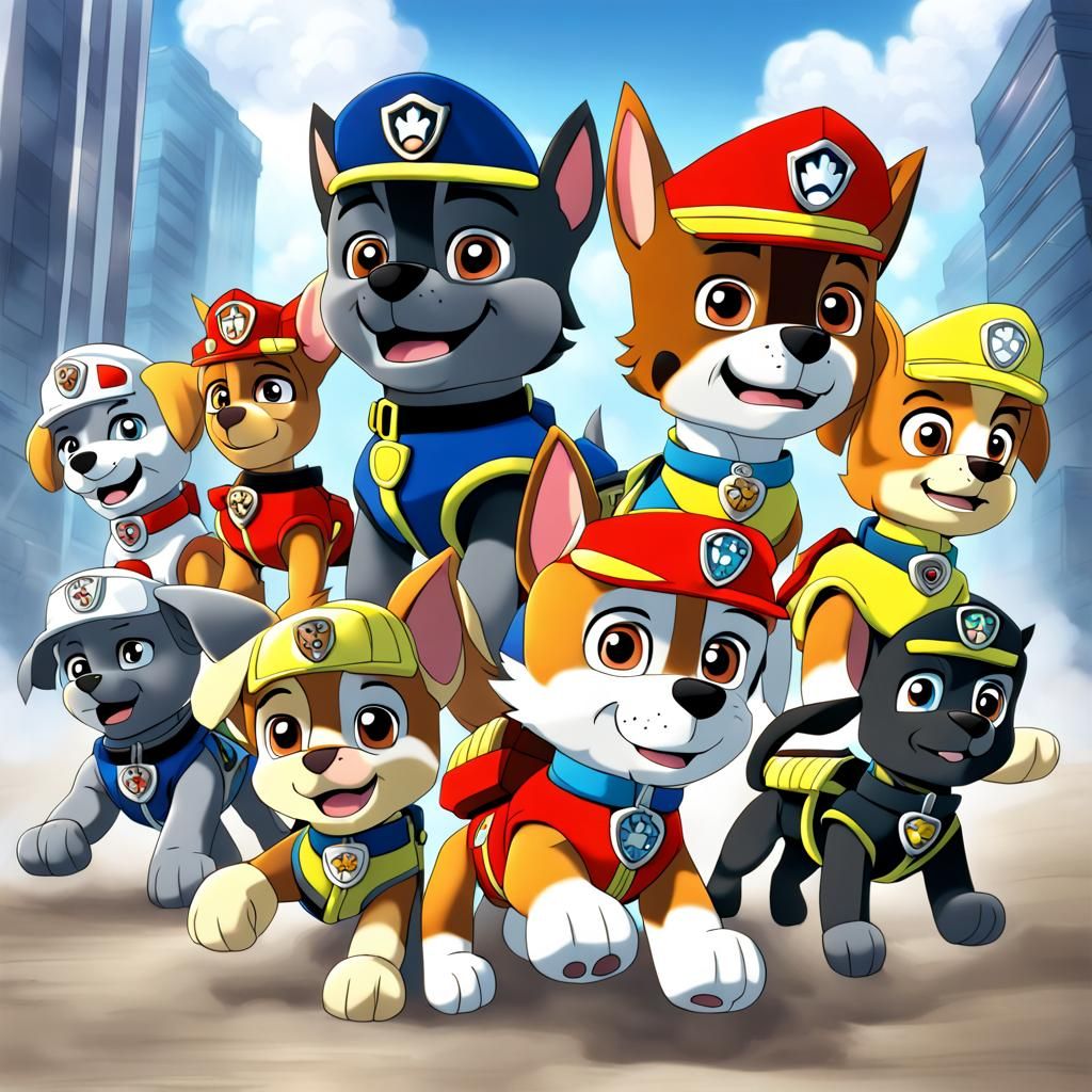 Paw Patrol War Tragedy in Anime Style