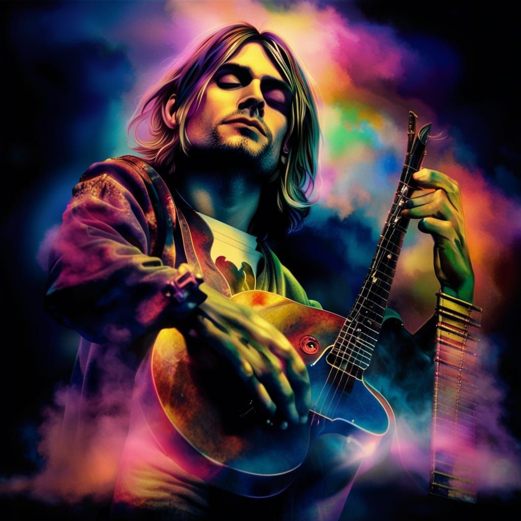 Kurt Cobain in a Heavenly Sunrise Scene